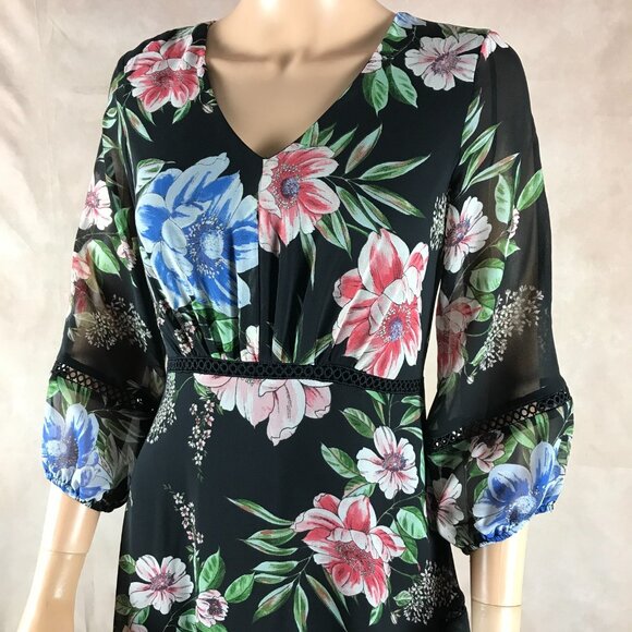TAYLOR Floral Chiffon Asymmetrical Ruffle Dress Size 4 - Picture 5 of 8